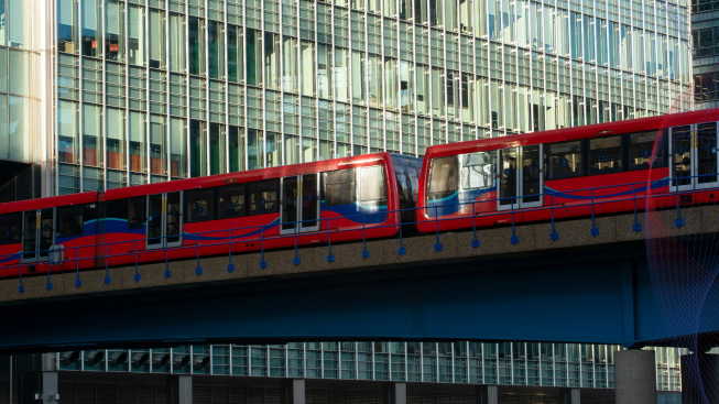 View of city bridge with train in London